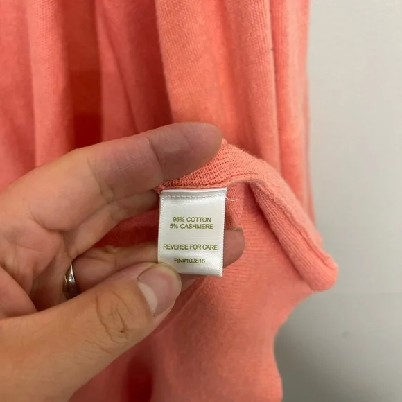 Garnet Hill Peach Ruffle Long Line Open Cardigan XL Cashmere Cotton Lounge - Picture 5 of 10